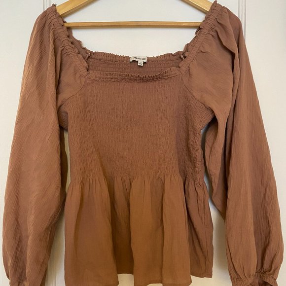 Pink Madewell Peasant Top - Picture 1 of 3